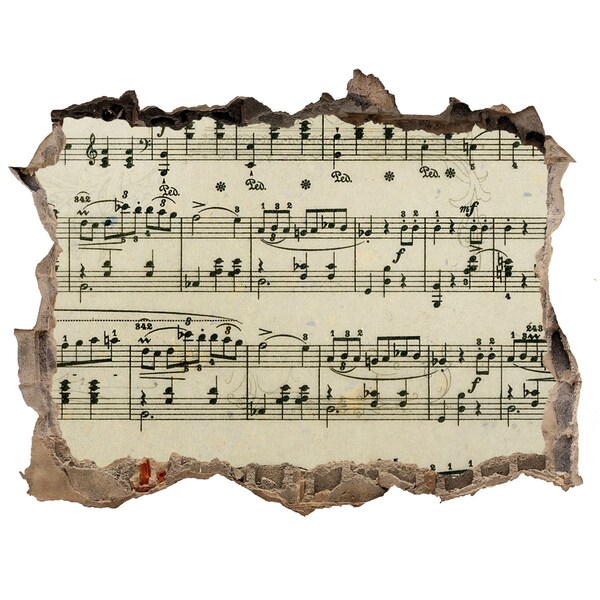 Wandsticker 3D doorkijk Muzikaal gat in de muur