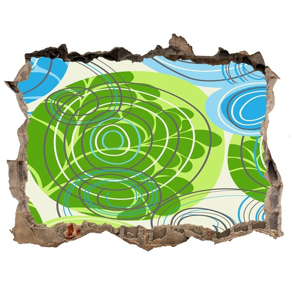 Wandsticker 3D doorkijk Patronen in groen en blauw