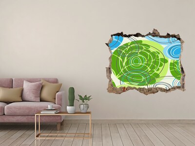 Wandsticker 3D doorkijk Patronen in groen en blauw