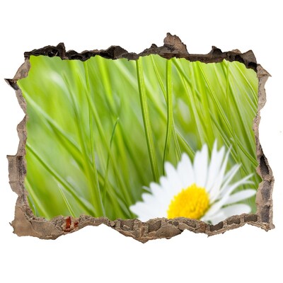 Zelfklevende 3D wandsticker illusie Een bloem in een groene tuin