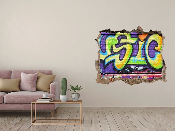 Zelfklevende muursticker 3D gat Graffiti op een beschadigde muur