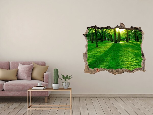 Zelfklevende muursticker 3D gat Groen park in de zon