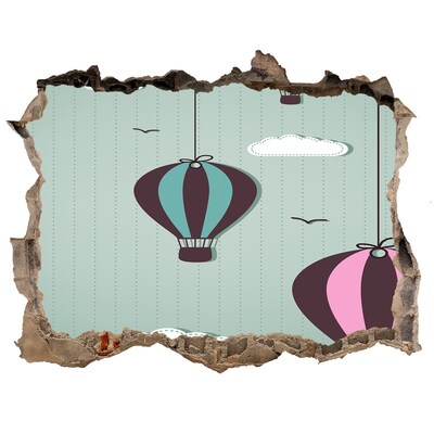 Zelfklevende muursticker 3D gat Ballonnen in de lucht