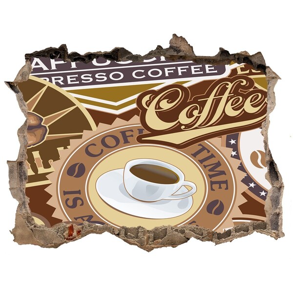 Wandsticker 3D doorkijk Koffieplezier