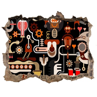 Zelfklevende 3D wandsticker illusie De futuristische wereld van robots