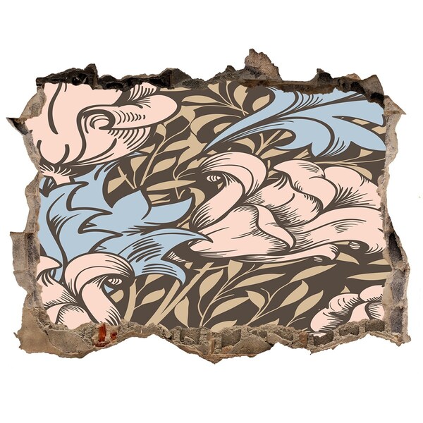 Zelfklevende 3D wandsticker illusie Gat in de muur Bloemenpatroon