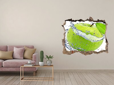 Wandsticker 3D doorkijk Groene appel in water