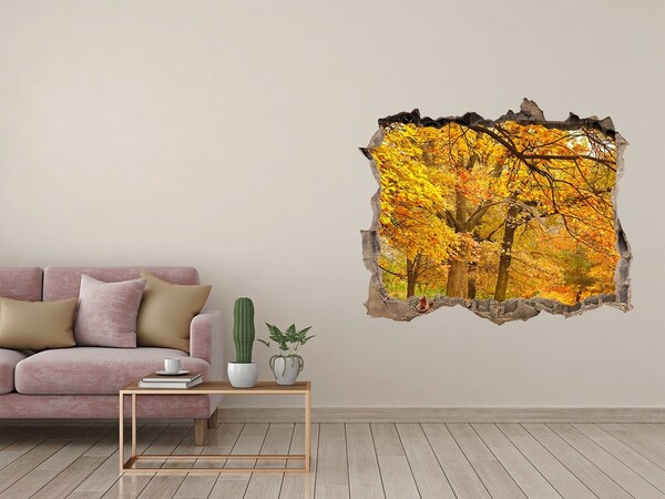 Wandsticker 3D doorkijk Gouden herfst in het bos
