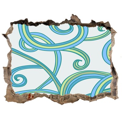 Wandsticker 3D doorkijk Kleurrijke golven op de achtergrond