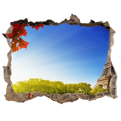 Fototapeta dziura na ścianę 3d Wieża Eiffla w Paryżu