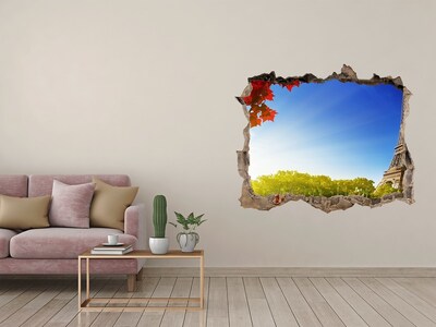 Fototapeta dziura na ścianę 3d Wieża Eiffla w Paryżu