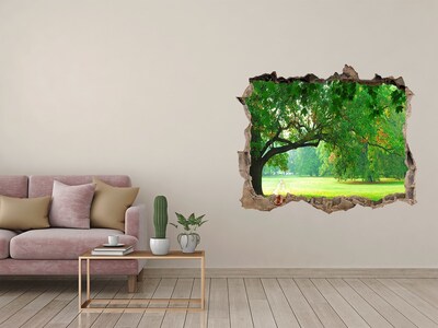 Wandsticker 3D doorkijk Groen park in de zon