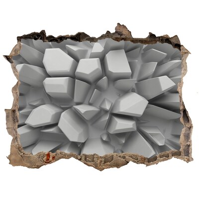 Dziura 3d fototapeta naklejka Złamana ściana z kryształami