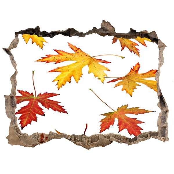 Zelfklevende 3D wandsticker illusie Herfstlandschap met bladeren