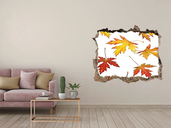 Zelfklevende 3D wandsticker illusie Herfstlandschap met bladeren