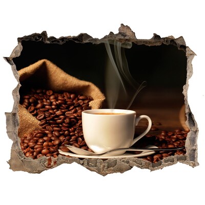 Wandsticker 3D doorkijk Koffie in het hart van de bonen