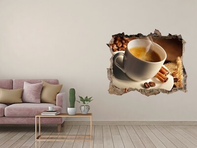 Zelfklevende 3D wandsticker illusie Aromatische koffie met kaneel