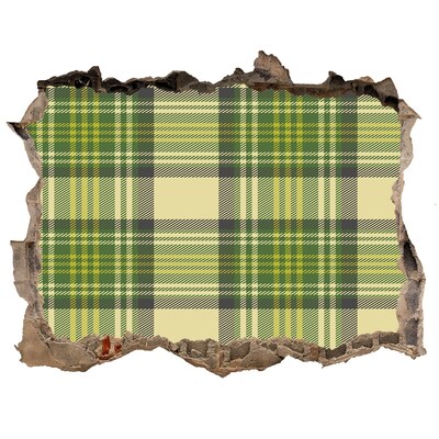 Zelfklevende muursticker 3D gat Groen geruit patroon