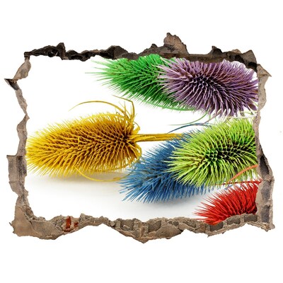 Zelfklevende 3D wandsticker illusie Bloemenexplosie in beton