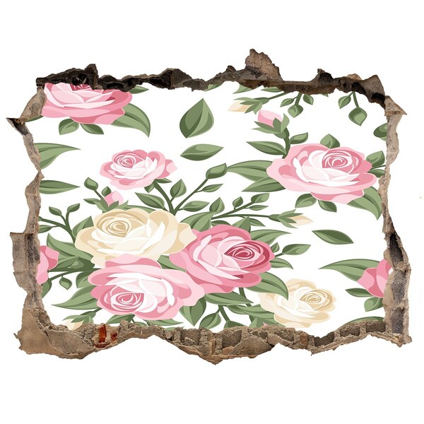 Zelfklevende muursticker 3D gat Bloementuintje in de muur