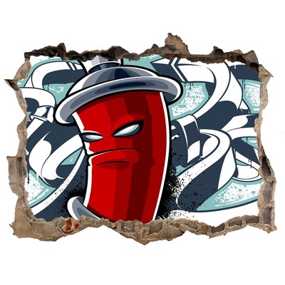 Foto zdjęcie dziura na ścianę Czerwony kubek z graffiti