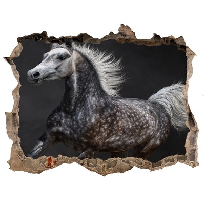 Zelfklevende 3D wandsticker illusie Wild paard op de vlucht