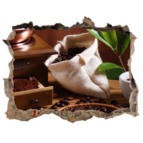 Zelfklevende muursticker 3D gat Koffie drinken in het comfort van je eigen huis.