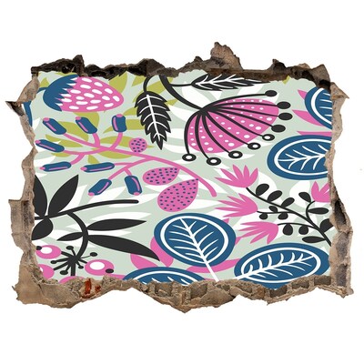 Wandsticker 3D doorkijk Tropische tuin in een gat