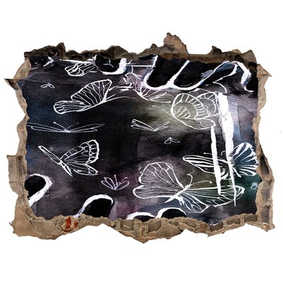 Dziura 3d fototapeta ścienna Motyle w magicznej przestrzeni