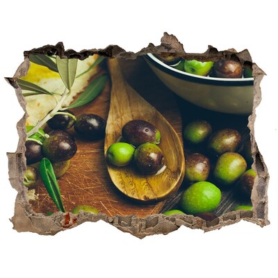 Zelfklevende 3D wandsticker illusie Olijven in de keuken