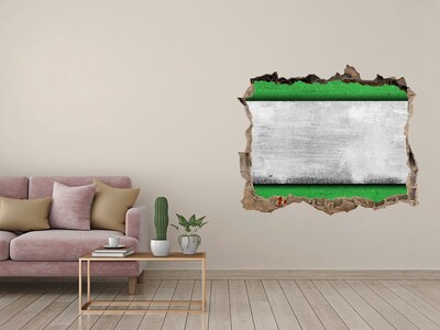 Wandsticker 3D doorkijk Groene betonnen muur