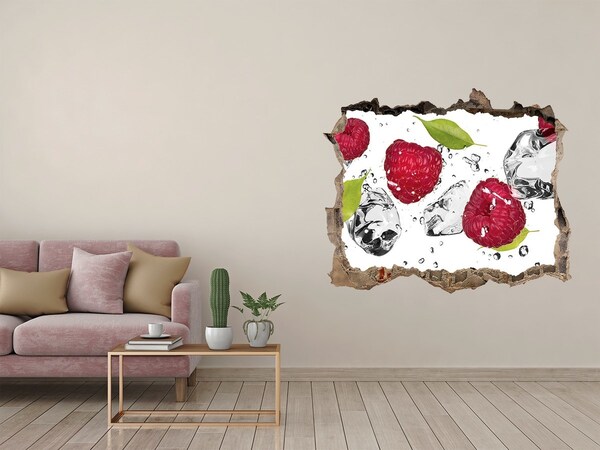 Zelfklevende 3D wandsticker illusie Fruitparadijs met ijs