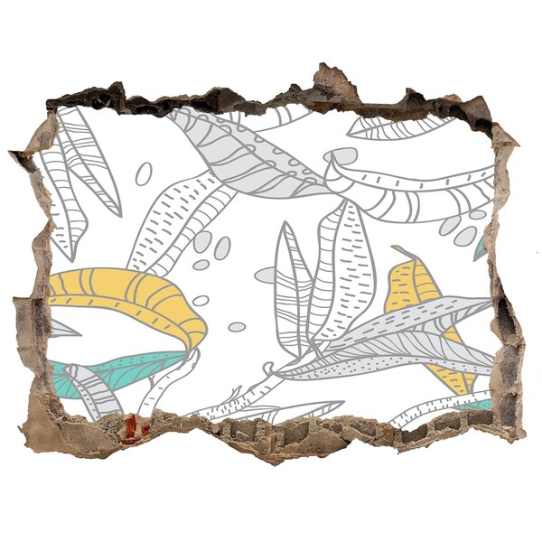 Wandsticker 3D gat met uitzicht Een tropische oase te midden van beton.