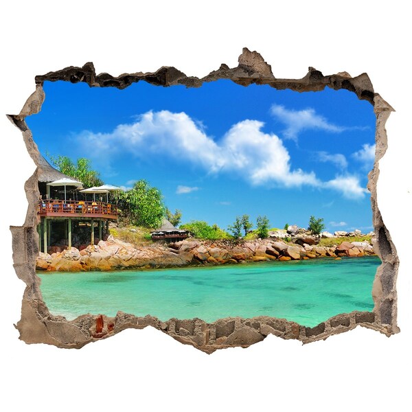 Wandsticker 3D doorkijk Caribische oase van rust