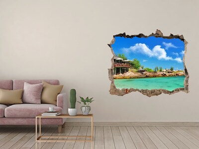 Wandsticker 3D doorkijk Caribische oase van rust