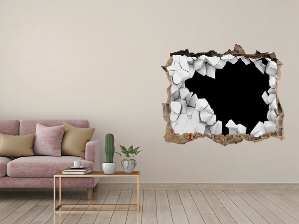 Dziura 3d fototapeta naklejka Złamana ściana z widokiem na pustkę