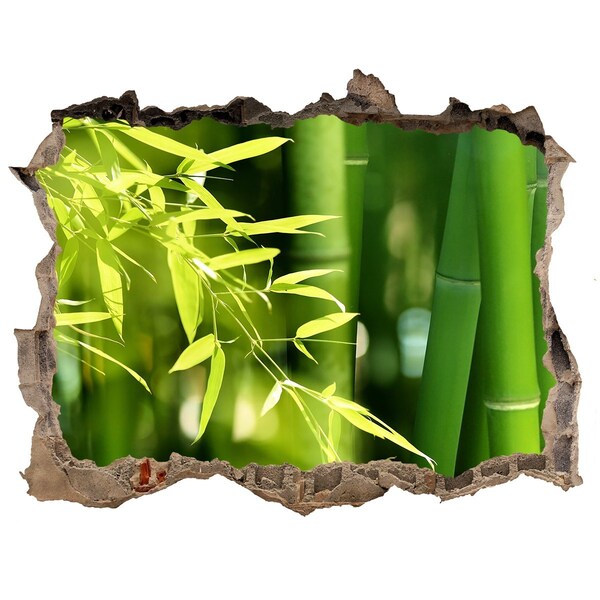 Zelfklevende muursticker 3D gat Groen bamboebos