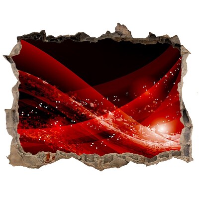 Wandsticker 3D gat met uitzicht Rode werveling in beton