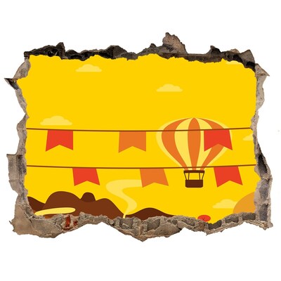 Wandsticker 3D doorkijk Een ballonvaart door het berglandschap