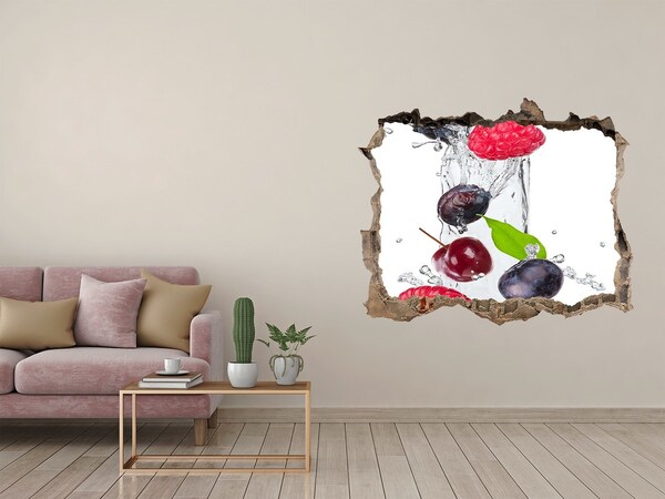 Wandsticker 3D gat met uitzicht Fruitwaterval van beton