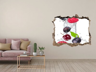 Wandsticker 3D gat met uitzicht Fruitwaterval van beton