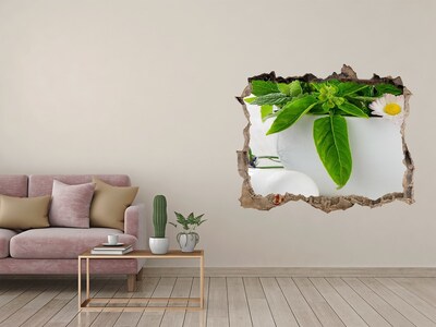 Naklejka 3D dziura na ścianę Zielona roślinność w uszkodzonej ścianie