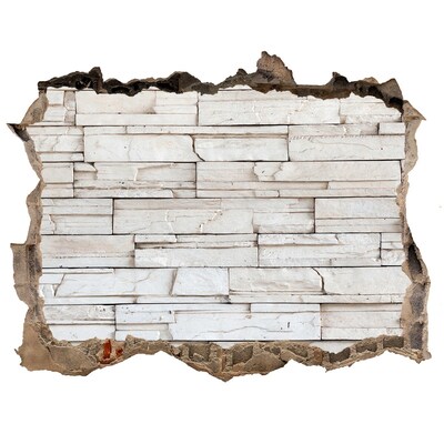 Zelfklevende 3D wandsticker illusie Een beschadigde muur met een stenen afwerking.