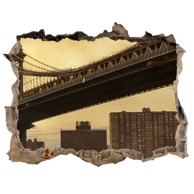 Zelfklevende 3D wandsticker illusie New York Bridge