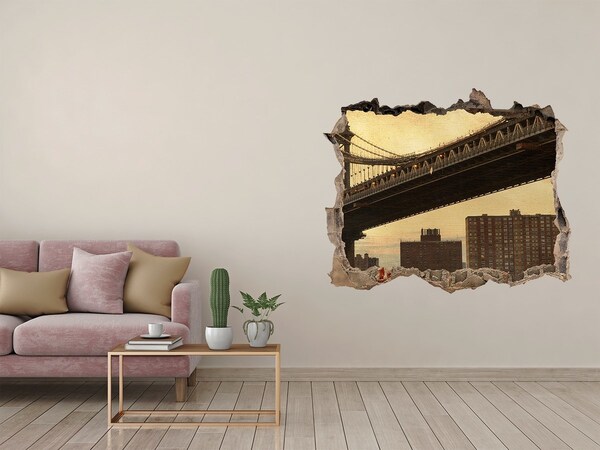 Zelfklevende 3D wandsticker illusie New York Bridge