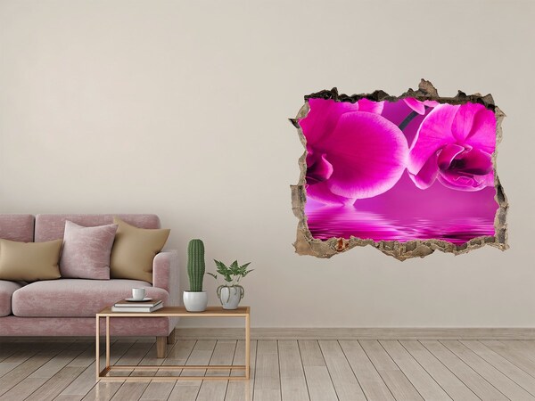 Zelfklevende 3D wandsticker illusie Een bloemenparadijs in roze tinten.