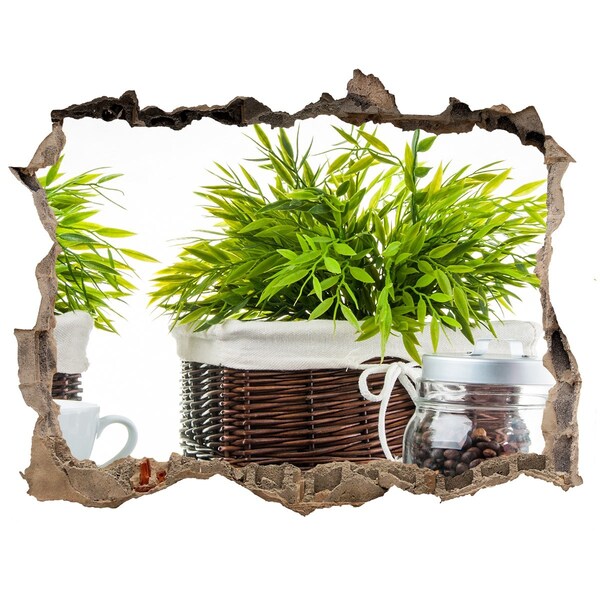 Wandsticker 3D gat met uitzicht Een groene oase in het comfort van uw eigen huis.