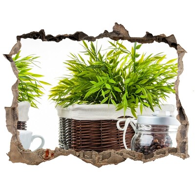 Wandsticker 3D gat met uitzicht Een groene oase in het comfort van uw eigen huis.