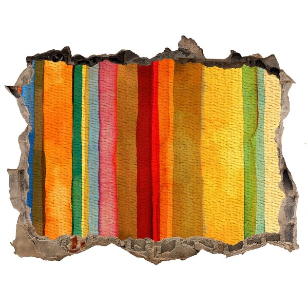 Zelfklevende 3D wandsticker illusie Kleurrijke strepen in een beschadigde muur