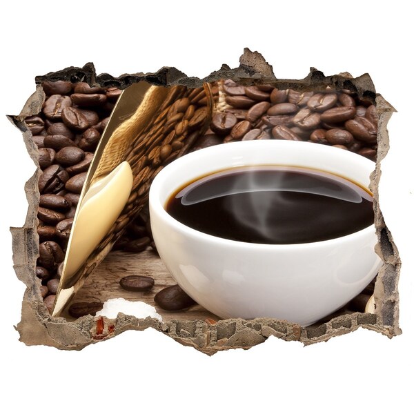 Wandsticker 3D gat met uitzicht Koffie midden in de natuur